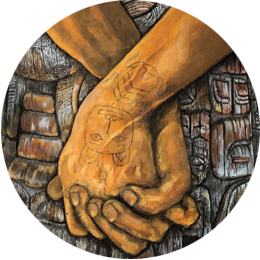 Illustration of hands representing social and spiritual balance.