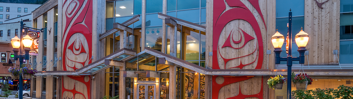 Exterior entrance of the Walter Soboleff Building in downtown Juneau