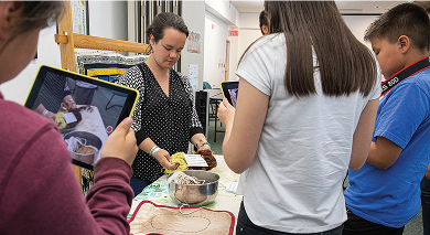 Students taking part in a Voices on the Land classroom activity