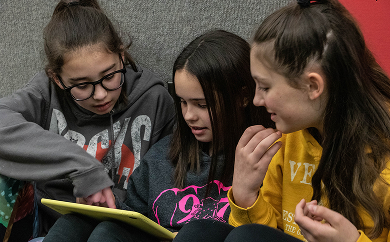 Middle school students participating in a Voices on the Land activity