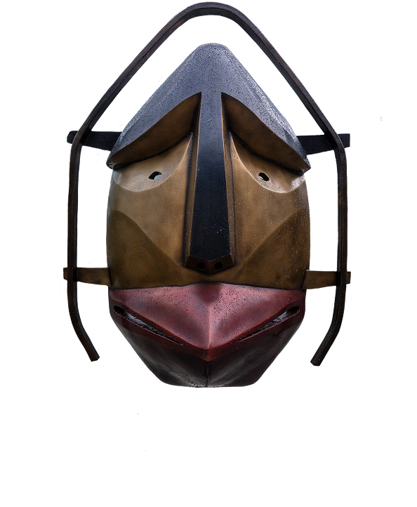Alutiiq mask with a long nose and an oval frame