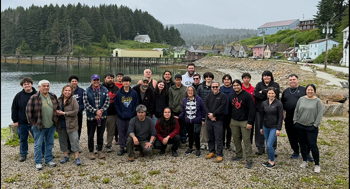 Cultural Warriors participants and mentors gathered together in a Southeast Alaska community