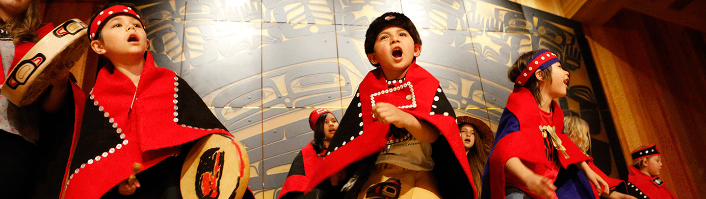 Children performing in Tlingit regalia at the Walter Soboleff Building