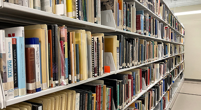 Shelves of books in the Sealaska Heritage Library