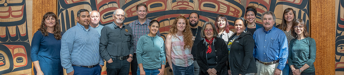 Tribal representatives, Indigenous seaweed experts, and scientists gathered after a research meeting