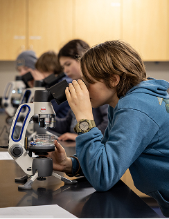 Students using microscopes in the Indigenous Science Research Lab